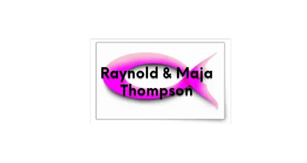 Pink fish logo with text inside.