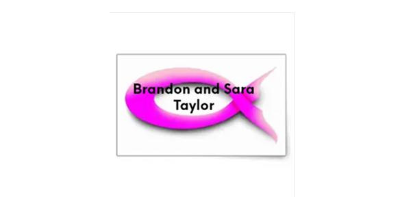 Pink fish symbol with text inside.