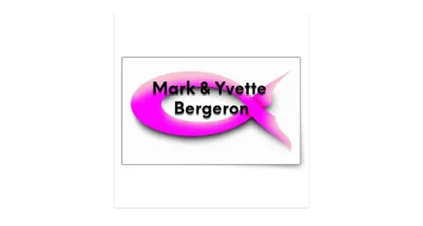 Pink fish logo with Mark & Yvette Bergeron.