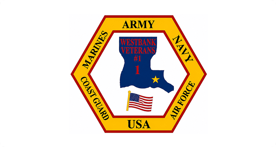 Westbank veterans logo with military branches.
