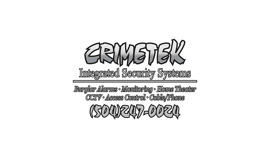 Crimetek security systems contact information card.