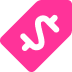Pink price tag with dollar symbol.