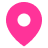 Pink location pin on black background.